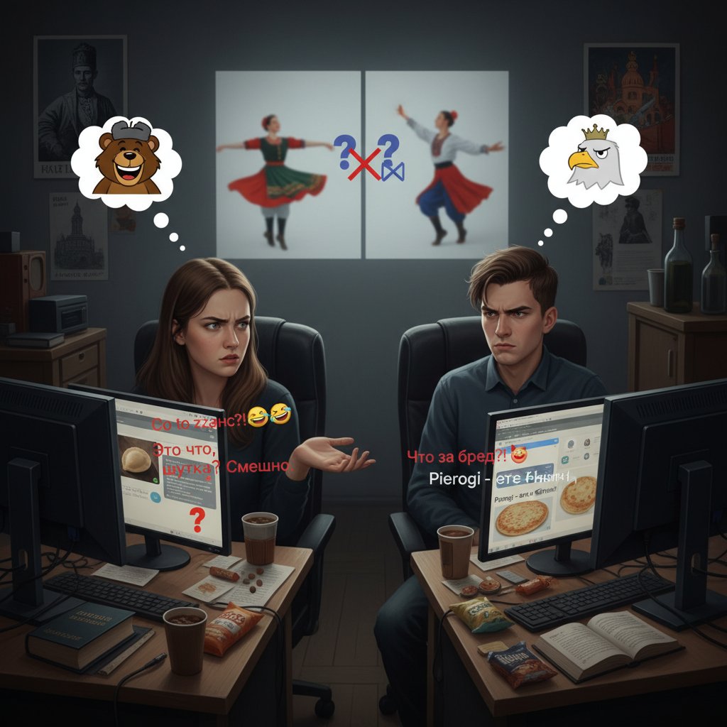 Polak i Rosjanin podczas rozmowy online, niezręczna sytuacja kulturowa