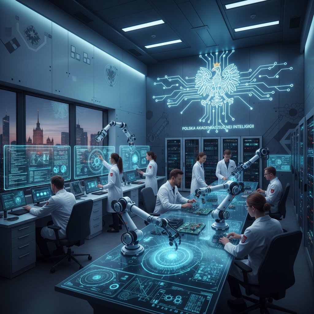 Zdjęcie naukowców pracujących w polskim laboratorium AI
