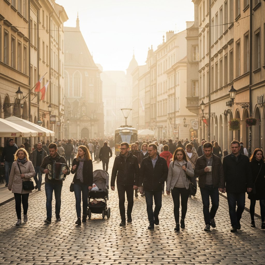 Polska ulica, ludzie w codziennych sytuacjach, społeczne mechanizmy efektu halo