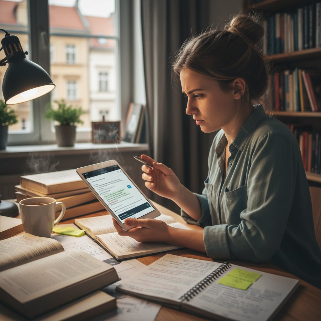 Uczeń korzystający z ChatGPT podczas nauki