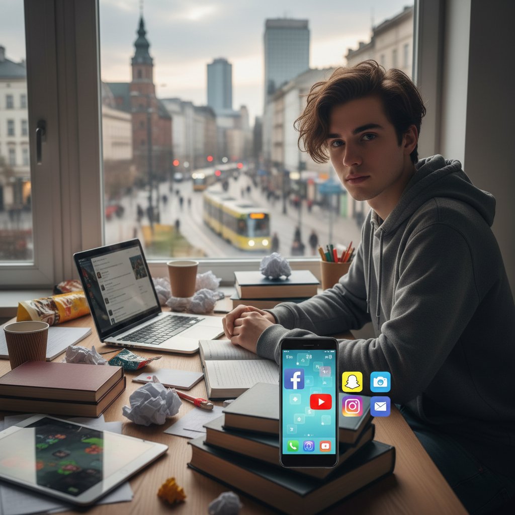 Polski student rozproszony przez media społecznościowe