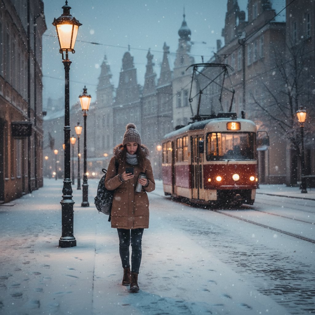 Stresujący dojazd ucznia na korepetycje w zimowej aurze
