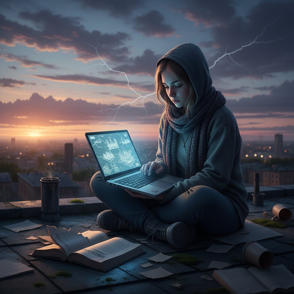 Uczeń wschodzący na nową drogę nauki romantyzmu