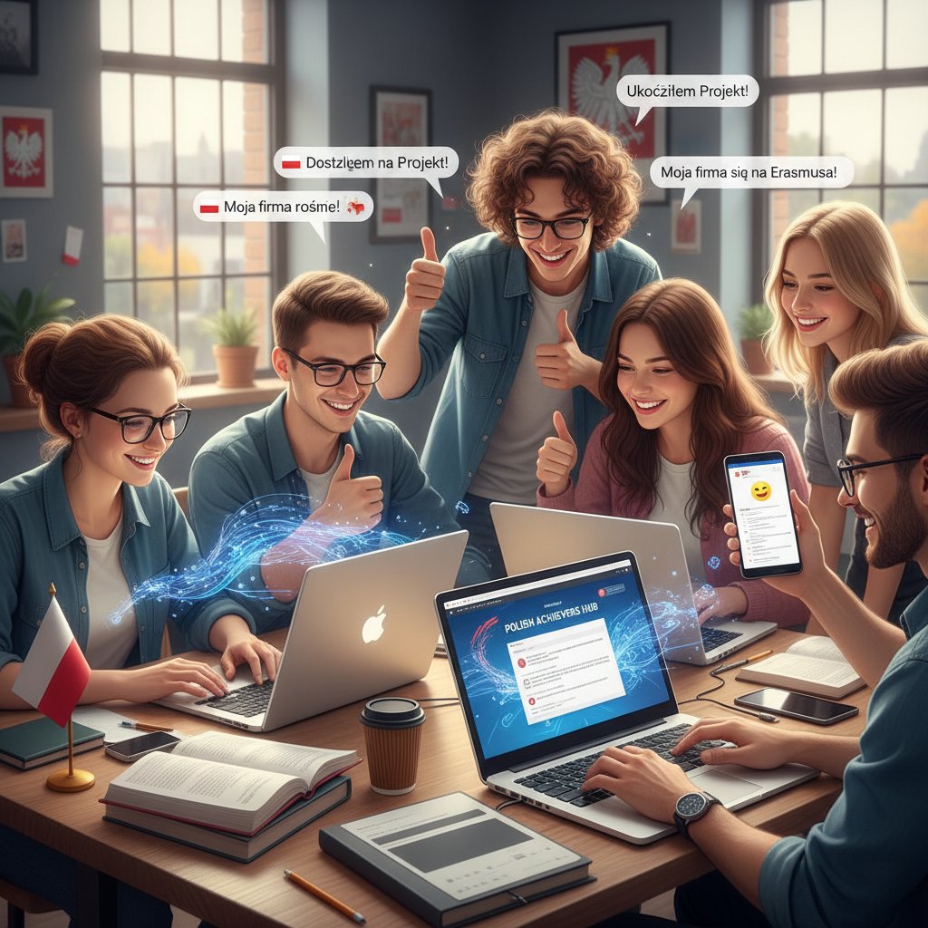 Uczniowie dzielący się sukcesami na forum internetowym