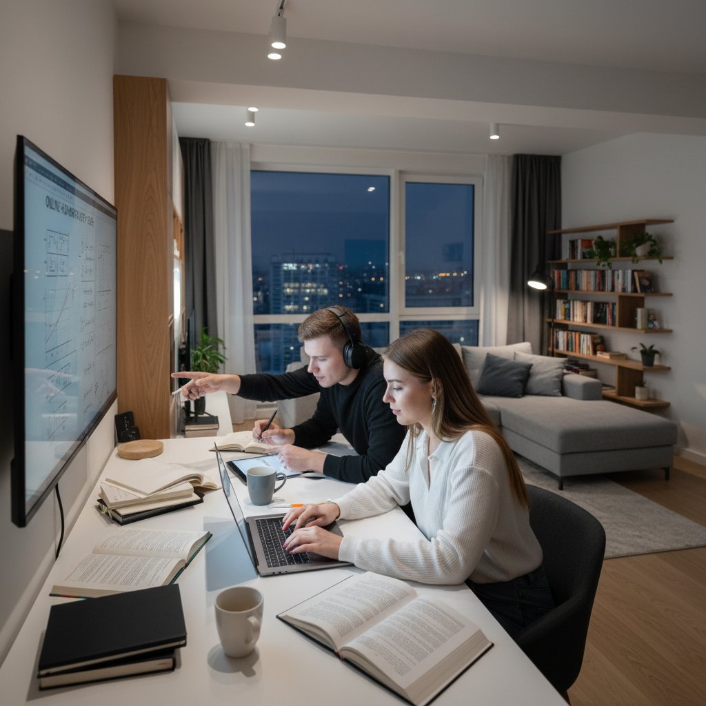 Polscy uczniowie korzystający z pomocy w odrabianiu lekcji online w domowych warunkach