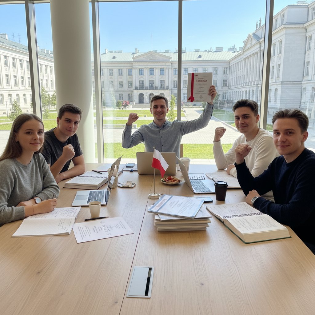 Trzech młodych uczniów w różnym wieku z zeszytami i laptopem – historie sukcesu w nauce