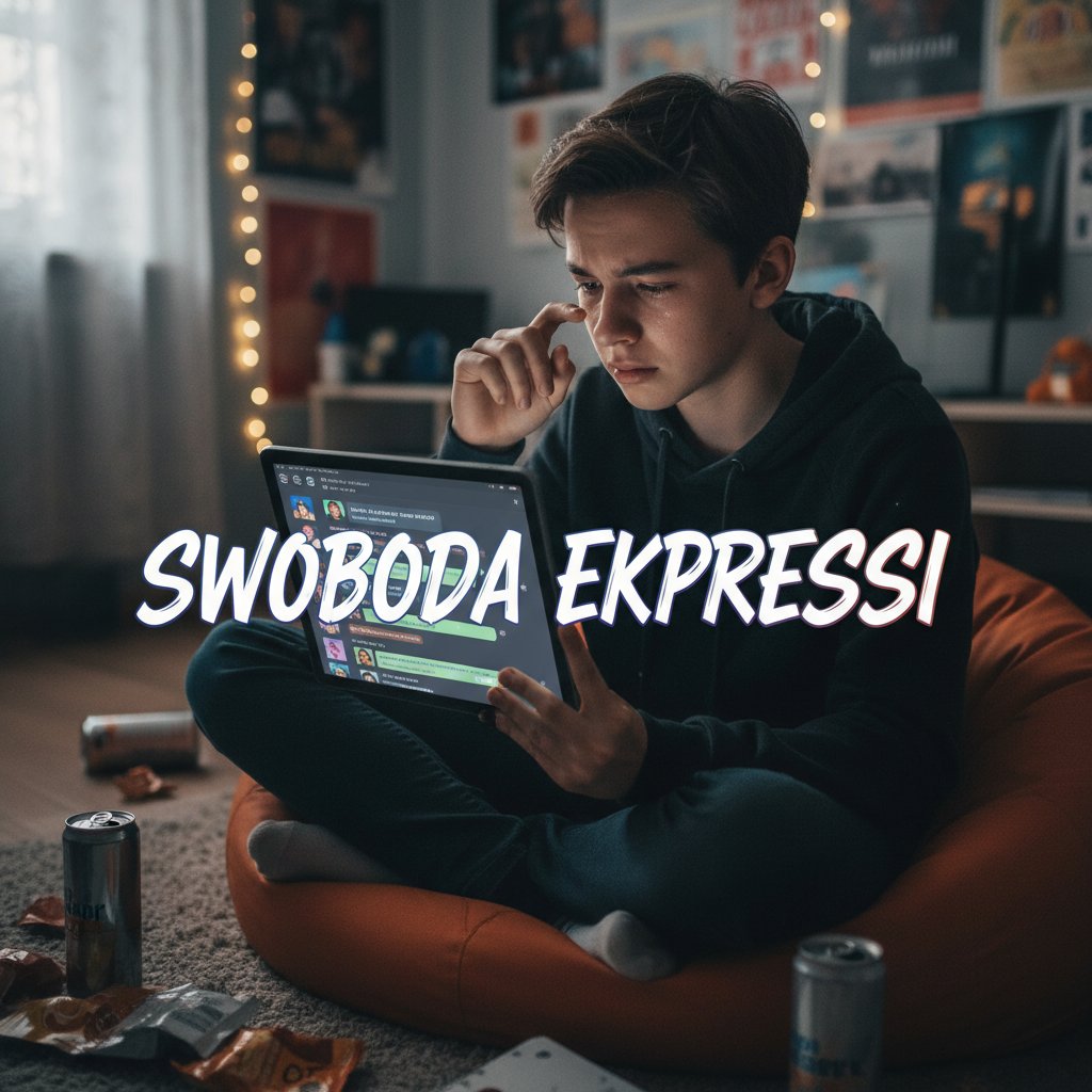 Młoda osoba z laptopem, wyrażająca emocje podczas swobodnej rozmowy online bez cenzury