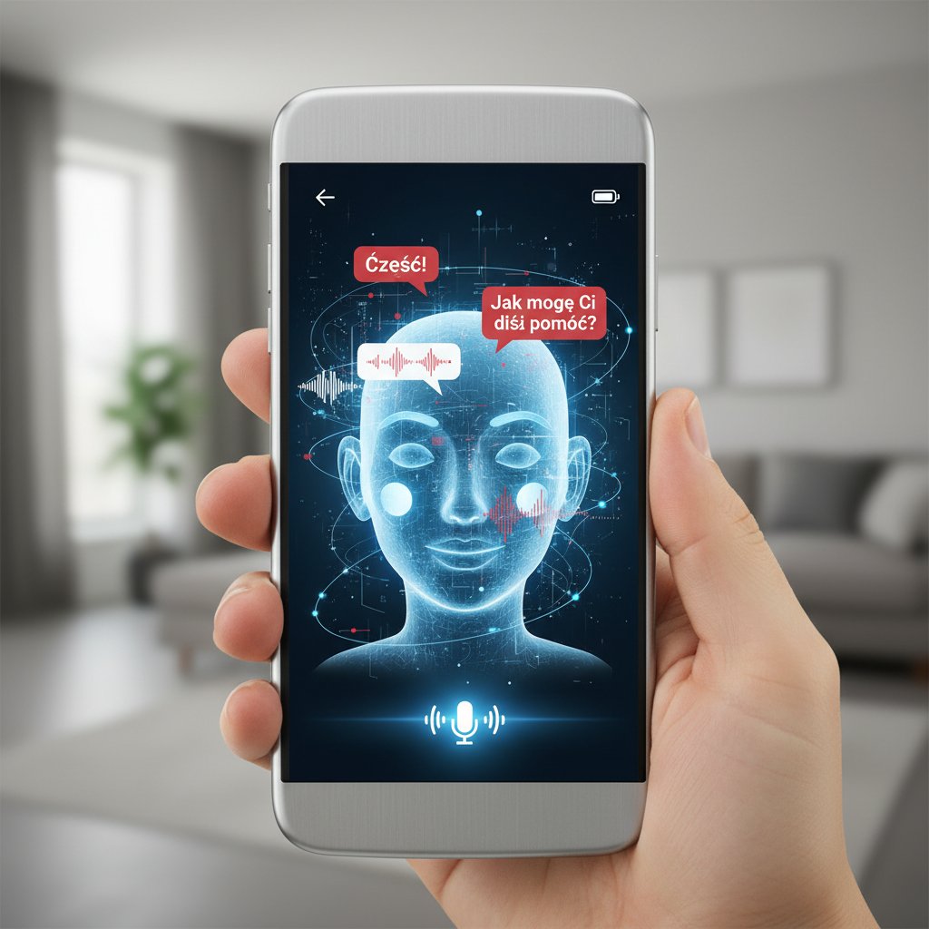 Polska nastolatka korzystająca z głosowego czatbota AI na telefonie