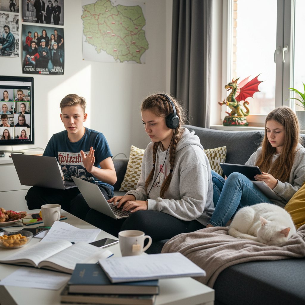 Polska młodzież korzystająca z edukacji online – nowa normalność
