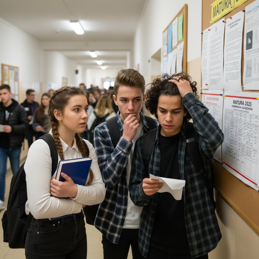 Polscy uczniowie przed egzaminem z WOS, napięcie i niepewność