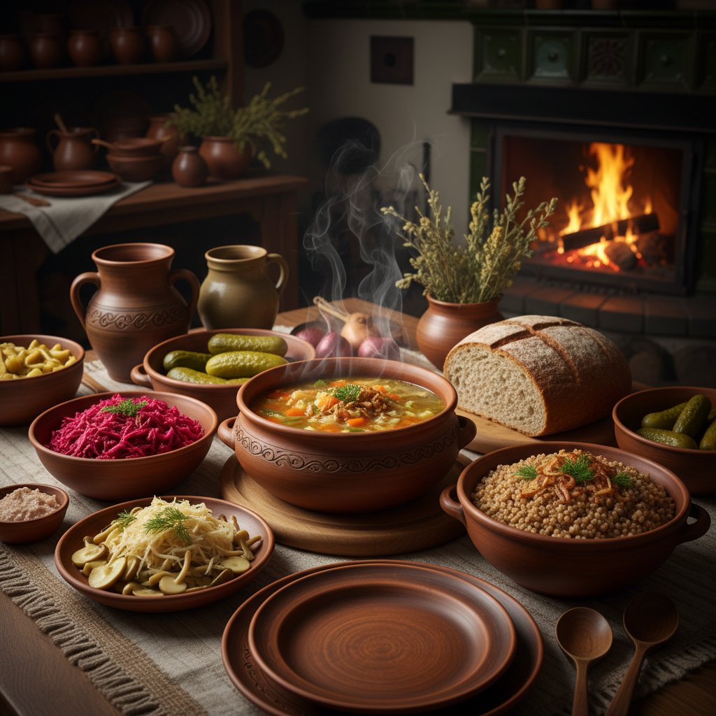 Polski stół z zupą jarzynową, kaszą i kiszonkami – dieta przeciwzapalna po polsku