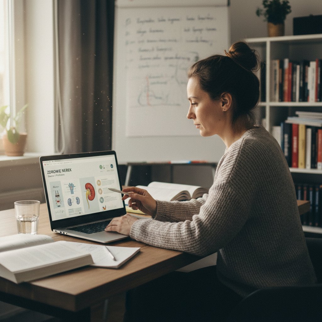 Pacjentka z Polski korzystająca z konsultacji nefrologicznej online w domowym zaciszu