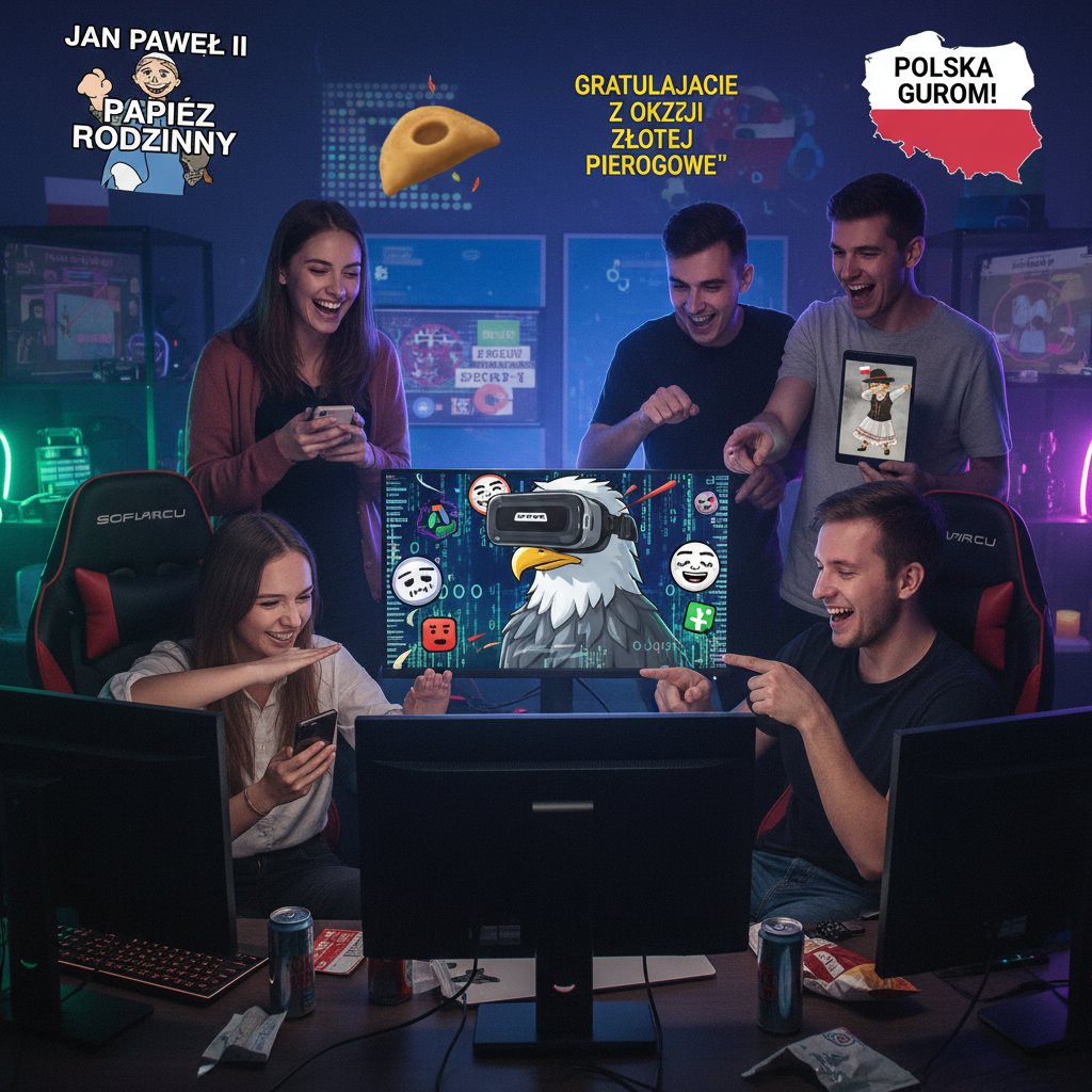 Polska młodzież korzystająca z AI do tworzenia memów internetowych