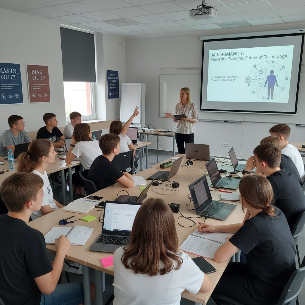 Zdjęcie młodych ludzi podczas warsztatów z etyki AI w Polsce