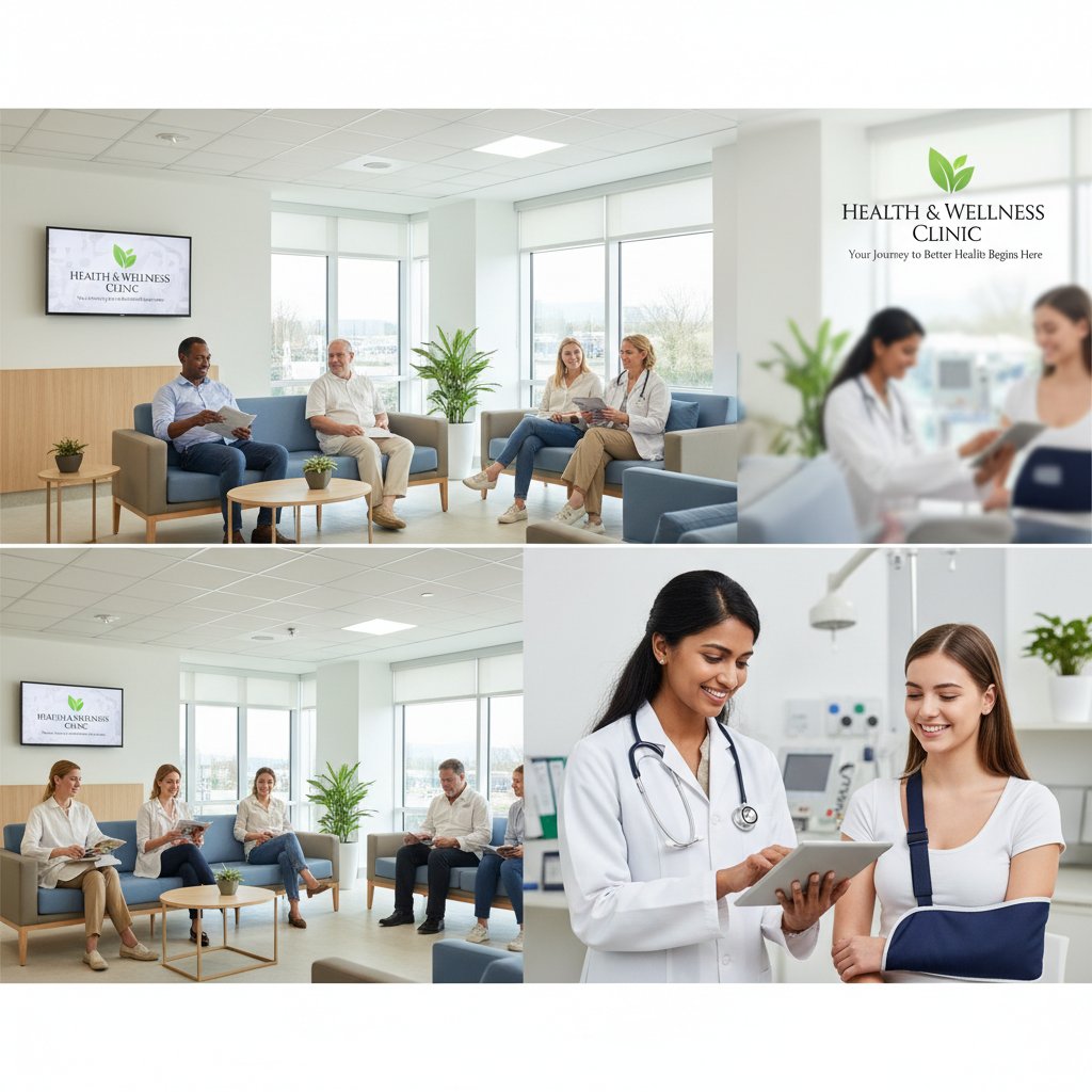 Różnice między reklamą kliniki a rzeczywistością szpitalną, podzielony obraz