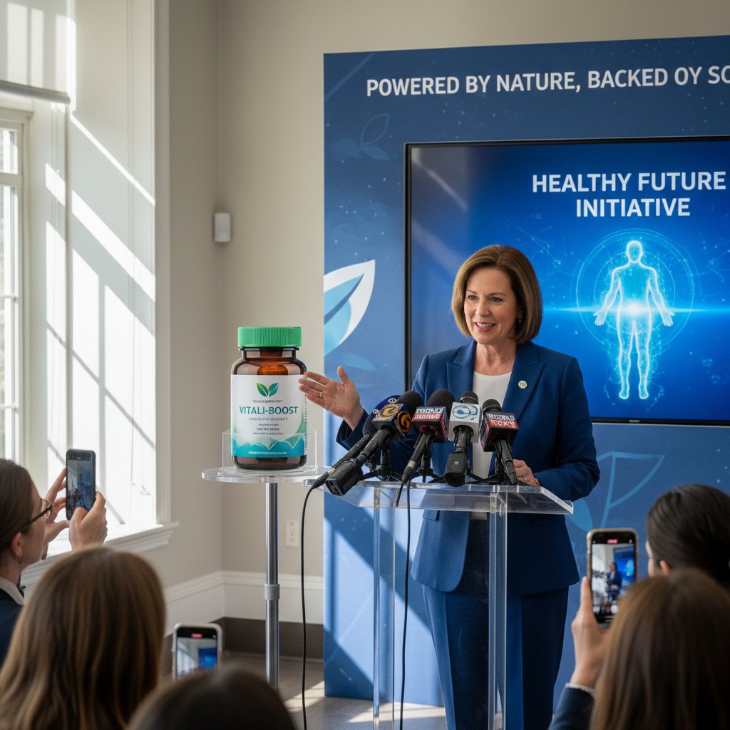 Konferencja prasowa z politykiem prezentującym nowy „rewolucyjny” produkt zdrowotny – marketingowe wykorzystanie efektu placebo