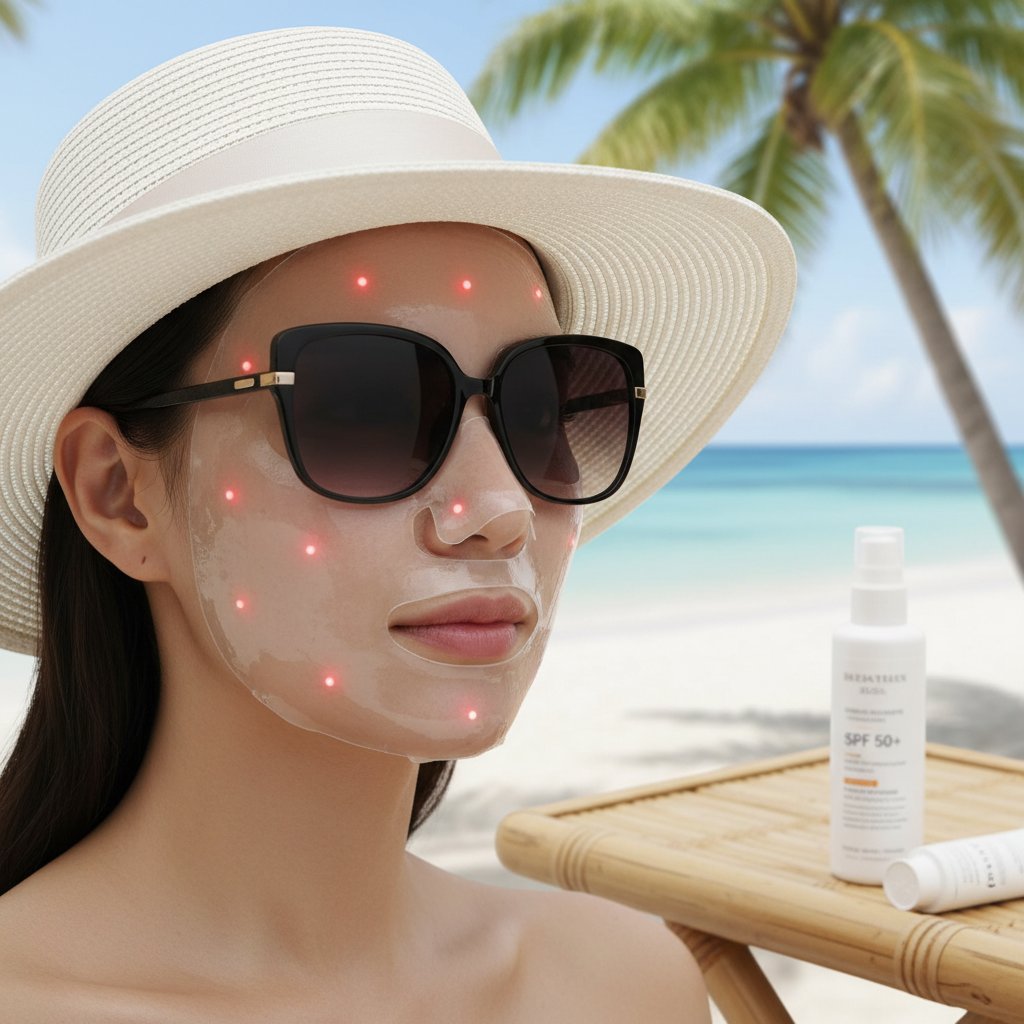 Zbliżenie na osobę stosującą specjalistyczny krem po zabiegu, widoczne zaczerwienienie skóry, domowa łazienka – pielęgnacja pozabiegowa, ochrona skóry