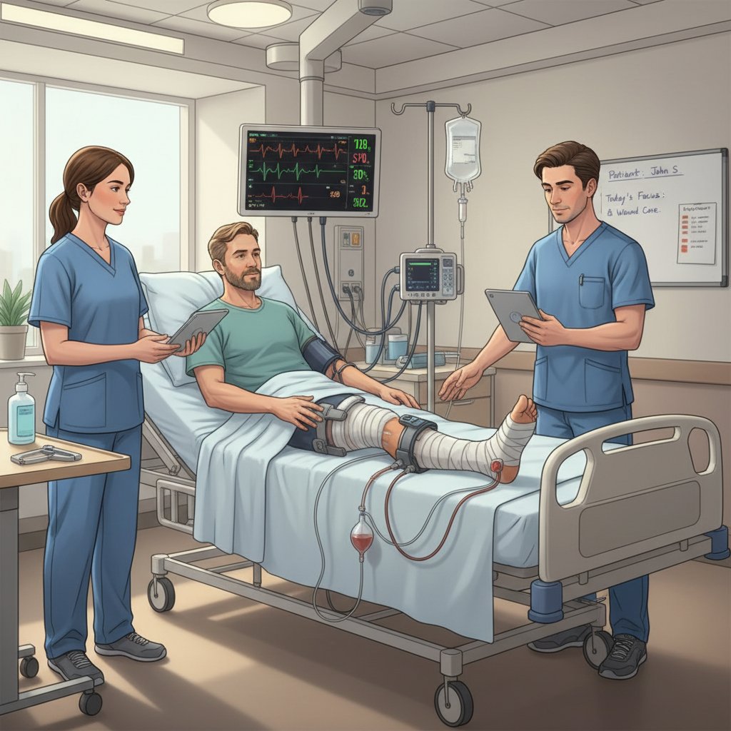 Sala pooperacyjna, monitorowanie pacjenta po powikłaniach chirurgicznych