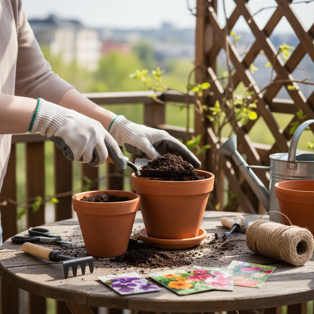 Przygotowanie donic i narzędzi ogrodowych na początku sezonu balkonowego