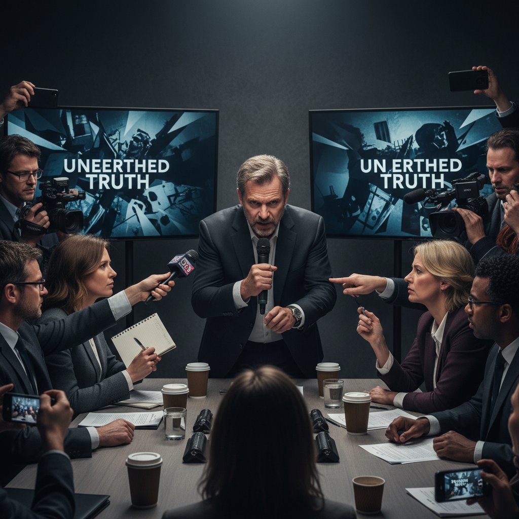 Press conference for controversial true story film, journalists and director in tense exchange