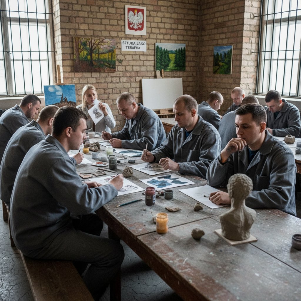 Zajęcia terapii zajęciowej w nietypowym miejscu, np. warsztaty artystyczne w więzieniu