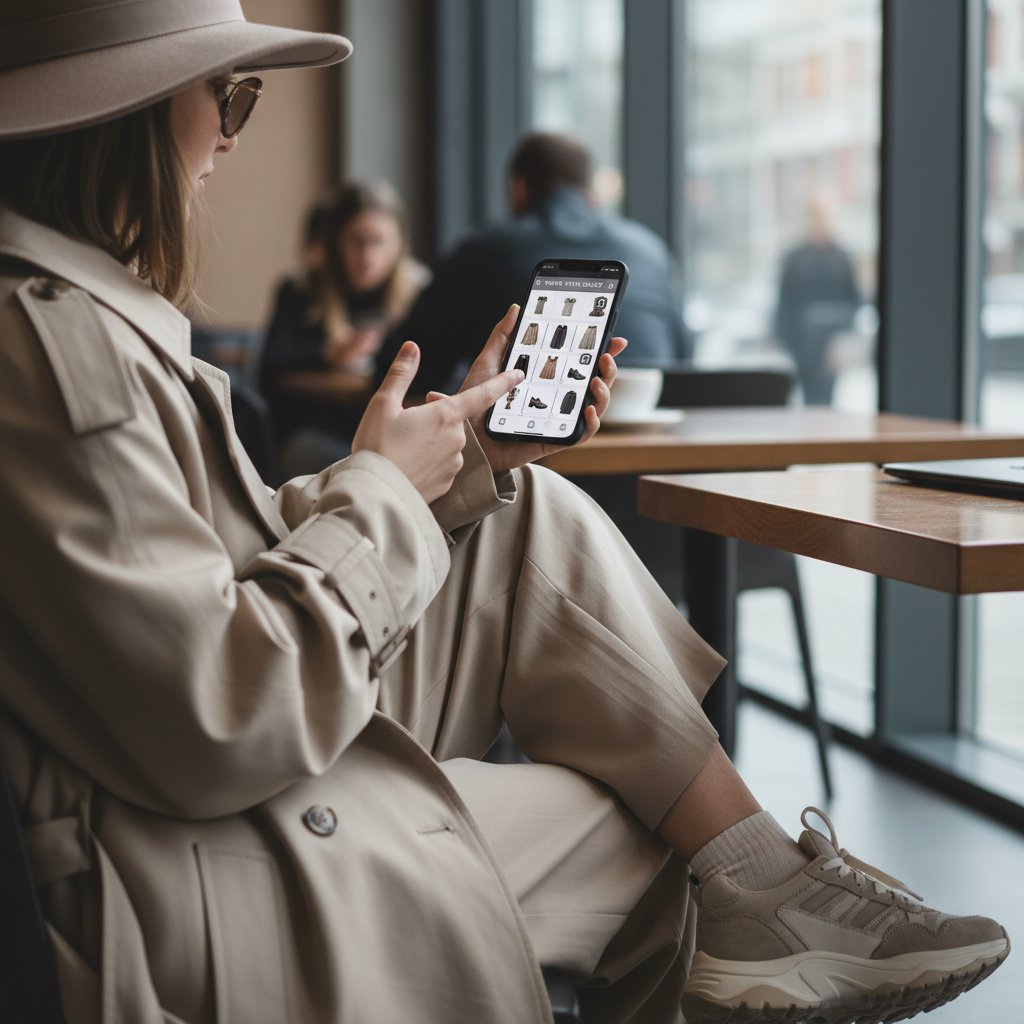 Osoba przeglądająca politykę prywatności na ekranie smartfona, refleksja nad bezpieczeństwem danych