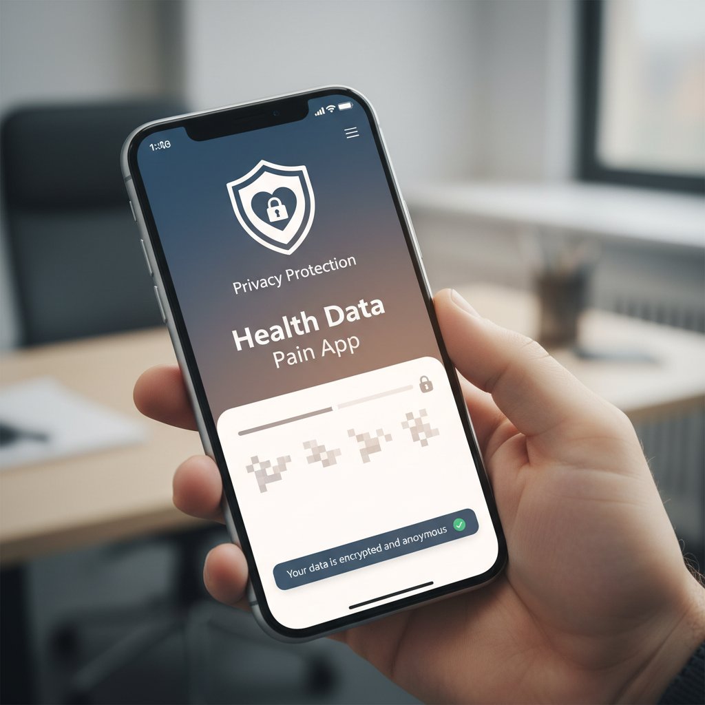 Osoba pilnie chroni smartfona przed wzrokiem innych – prywatność danych zdrowotnych w aplikacjach do bólu
