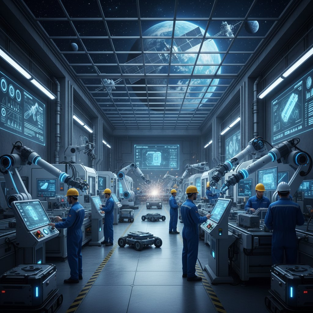 Zespół produkcyjny korzysta z nowoczesnych technologii w hali fabrycznej