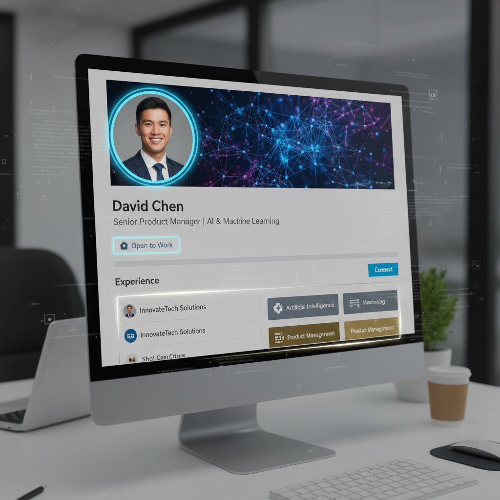 Przykład profesjonalnego profilu LinkedIn z wyróżniającymi się elementami