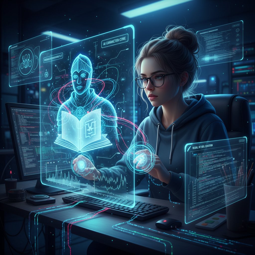Programista pracuje nad kodem AI symulującym osobowość postaci z książki