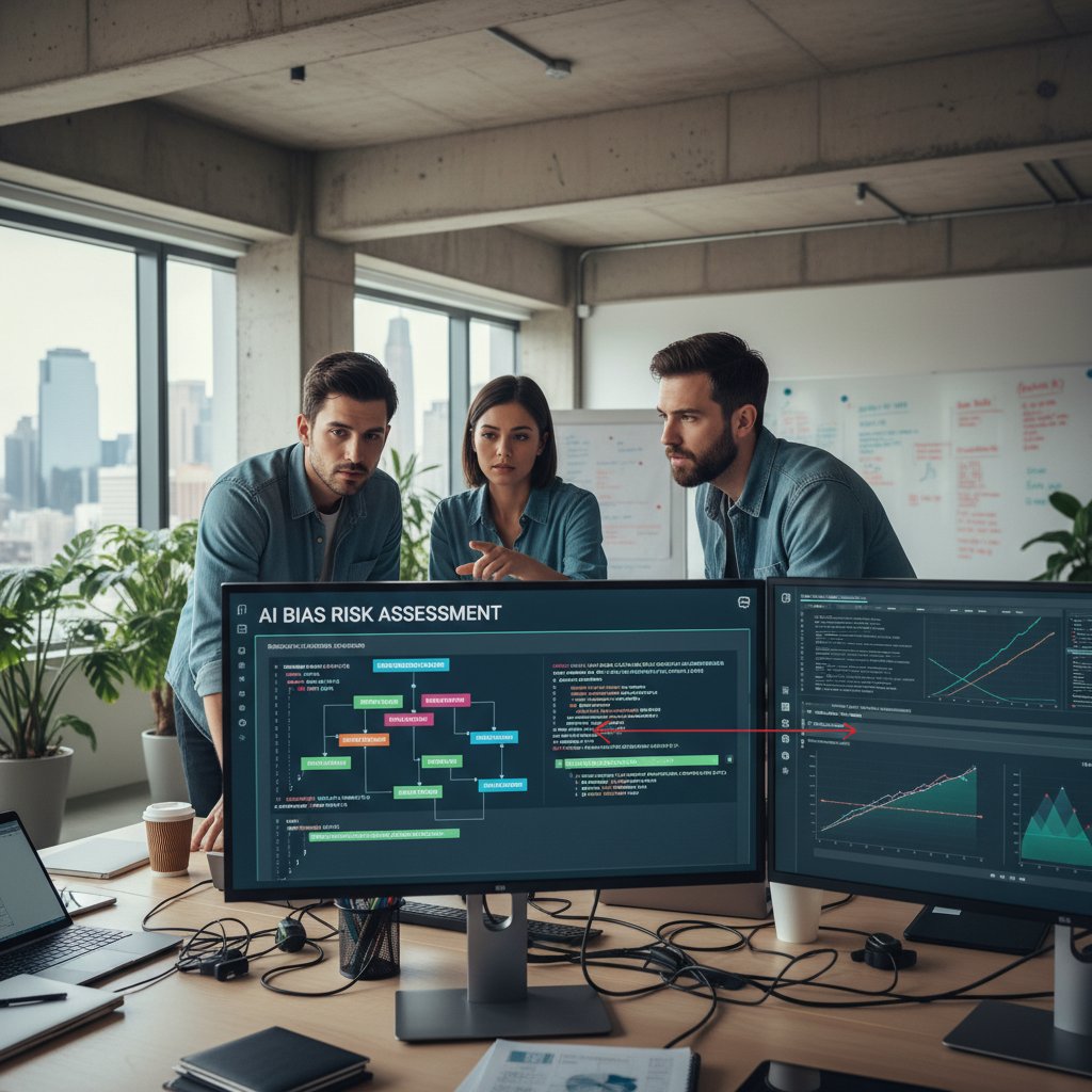 Zespół programistów analizuje kod wirtualnego ankietera pod kątem ryzyka uprzedzeń