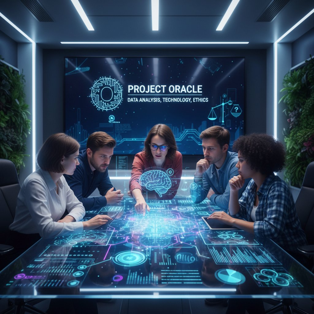 Zdjęcie: Zespół projektowy analizujący dane przy dużym stole – testowanie etyki algorytmu