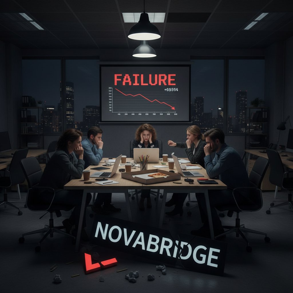 Zespół projektowy w napięciu analizuje nieudane wdrożenie narzędzia, rozczarowanie na twarzach