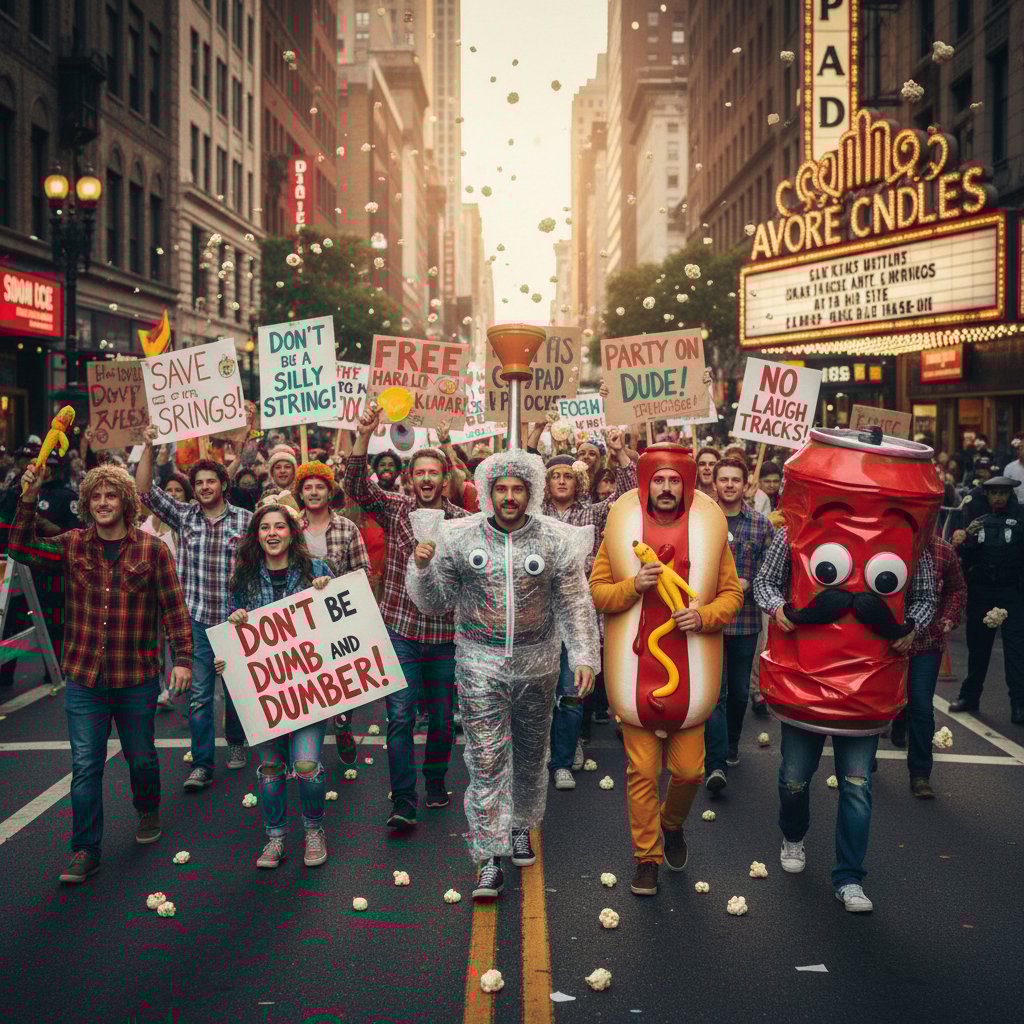 Protesters outside cinema and fans in costume lowbrow comedy controversy