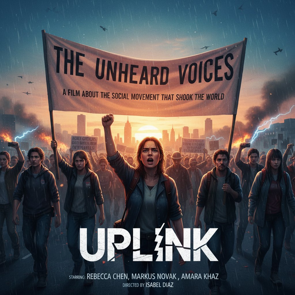 Protesters gathered with movie poster, illustrating the power of films to inspire real-world social movements