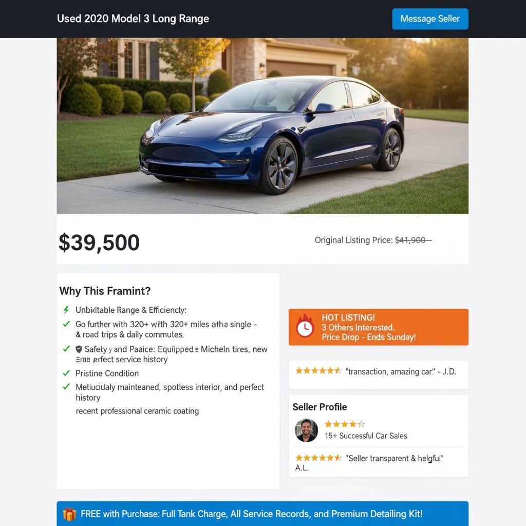 Psychological tricks in online car listings: UI with countdown, ‘only 1 left’, highlighted triggers