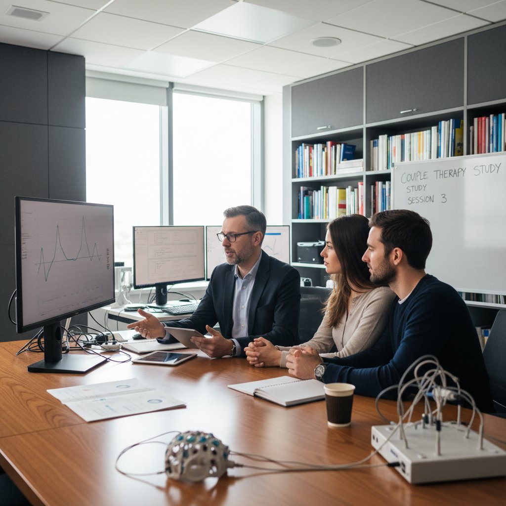 Psycholog przeprowadzający naukowe badania pary podczas sesji