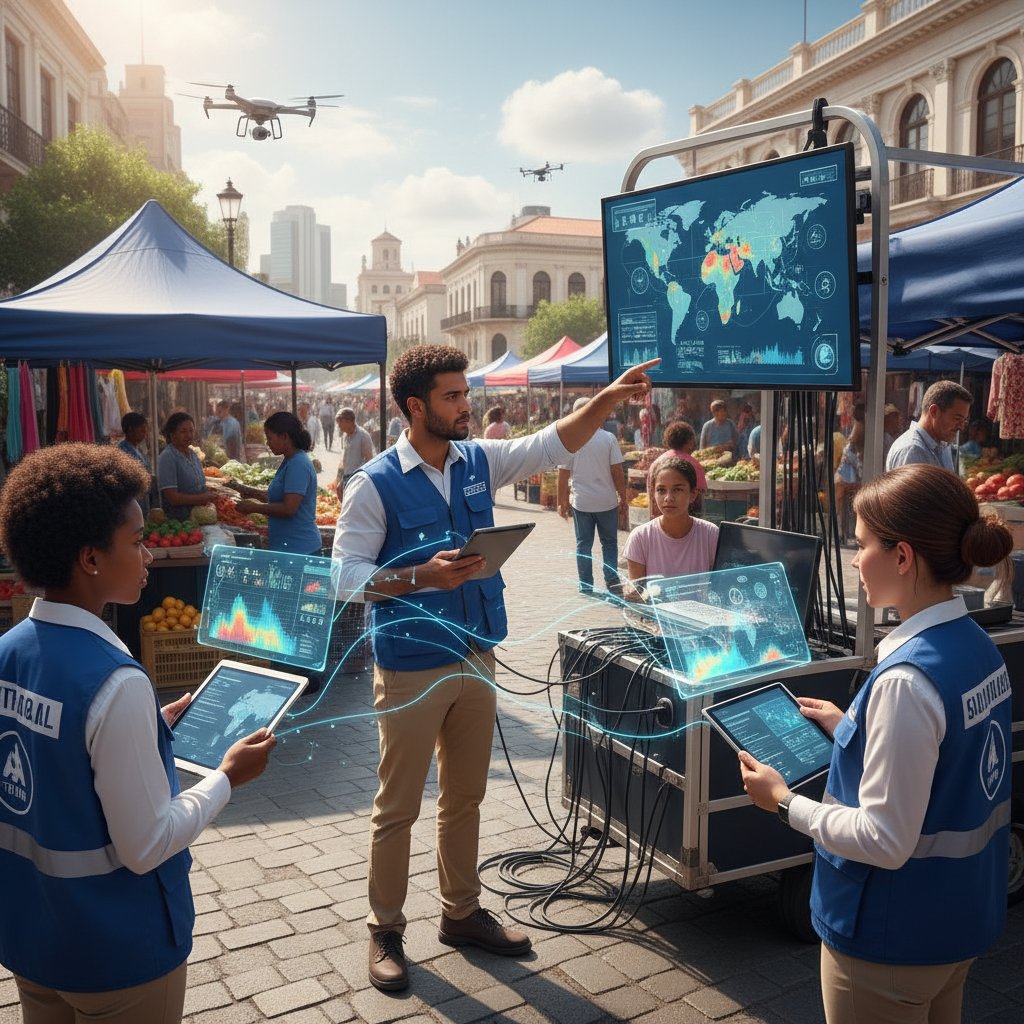 Pracownicy zdrowia publicznego analizują dane AI w terenie