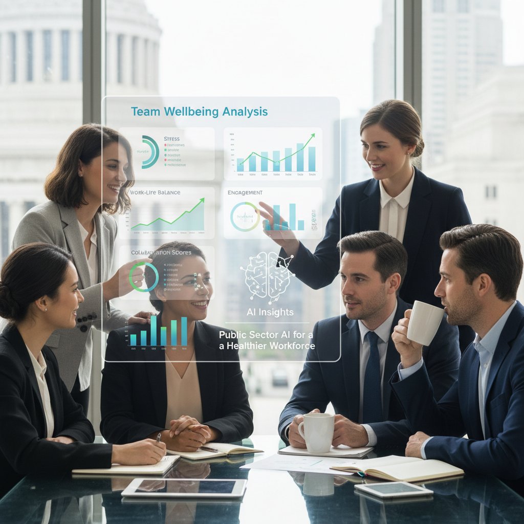 Grupa urzędników korzystająca z AI do monitorowania dobrostanu, psychologia pracy w sektorze publicznym