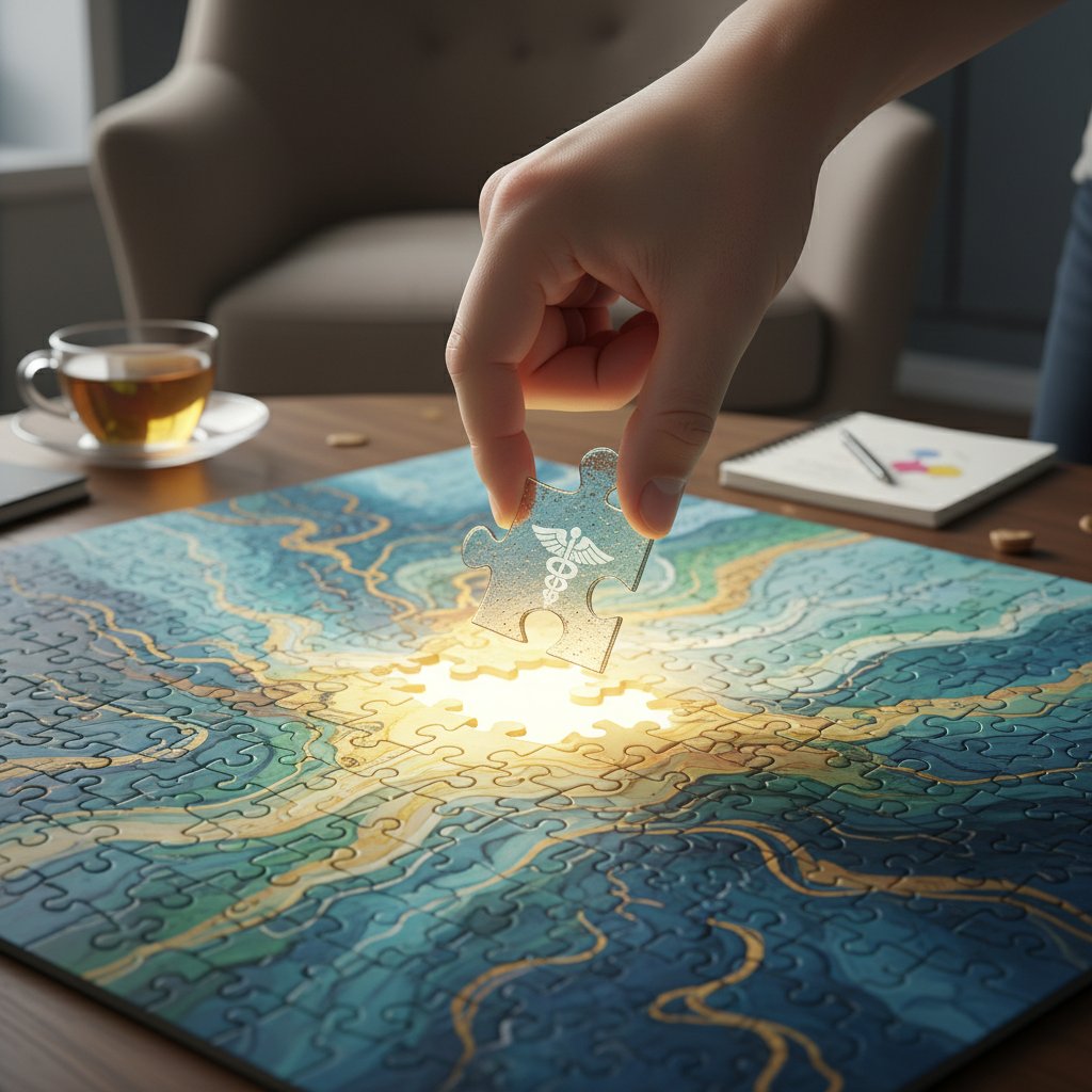 Brakujący element układanki w skuteczności psychoterapii, symbol niejednoznaczności