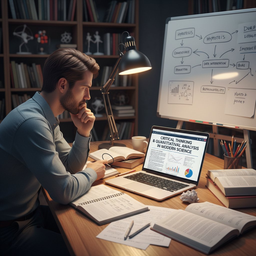 Zdjęcie osoby czytającej artykuł naukowy na laptopie, symbolizujące analizę źródeł