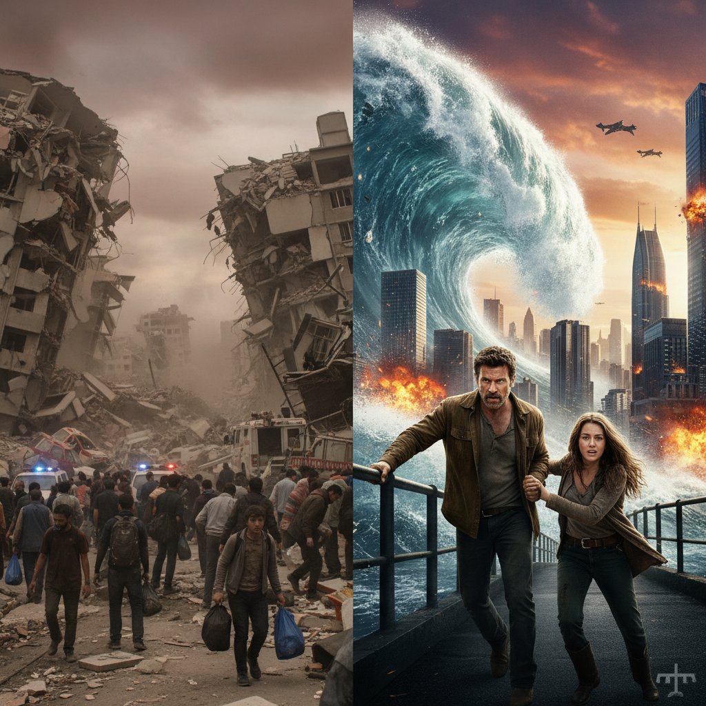 Real-life disaster scenes mirrored in movies