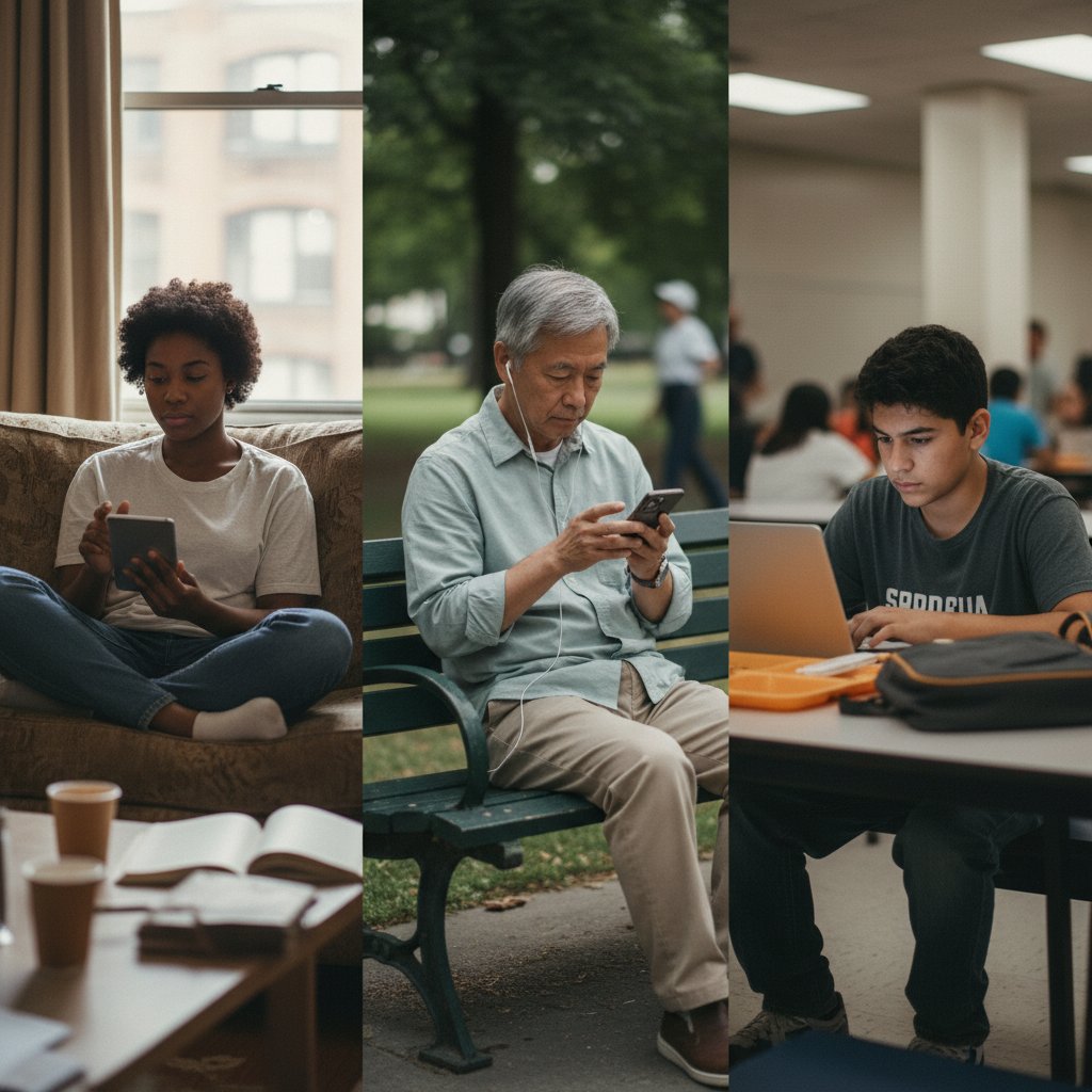 Różne osoby korzystające z wirtualnej pomocy w rzucaniu palenia
