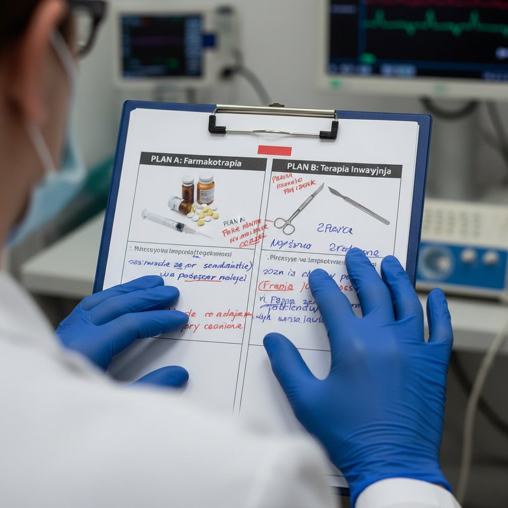 Lekarz przedstawiający różne możliwości leczenia przedwczesnego dojrzewania