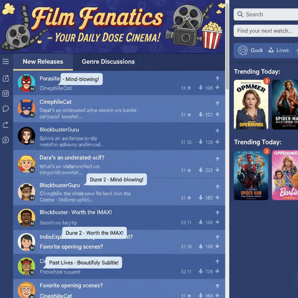 Online community debating film recommendations, screenshot-style image of lively Reddit movie discussion thread, digital art