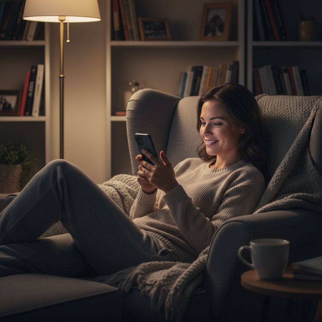 Osoba zrelaksowana kontra rozproszona przez smartfon – podwójna scena