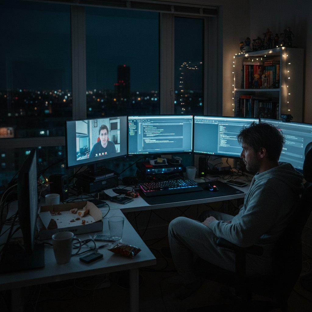 Remote tech support agent managing tickets after hours efficiently