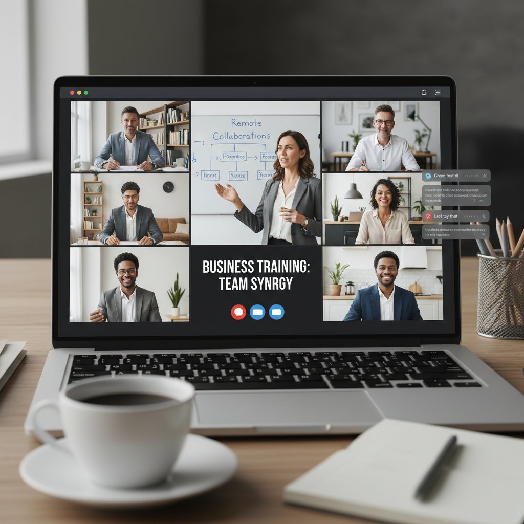 Zespół pracujący zdalnie nad szkoleniem online, intensywna dyskusja, biuro, szkolenia biznesowe online, praca zespołowa, nowoczesność