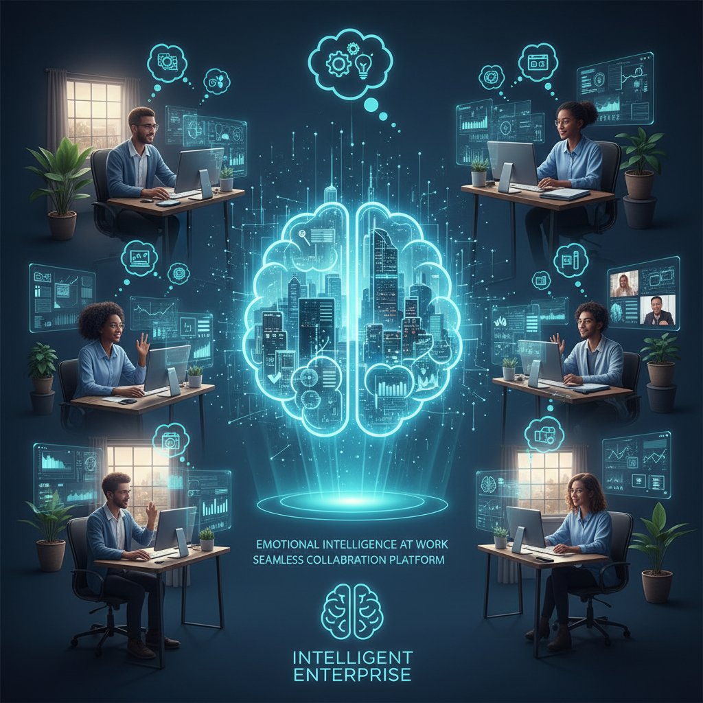 Remote workers showing emotion and engagement, emphasizing the human side of intelligent enterprise remote collaboration