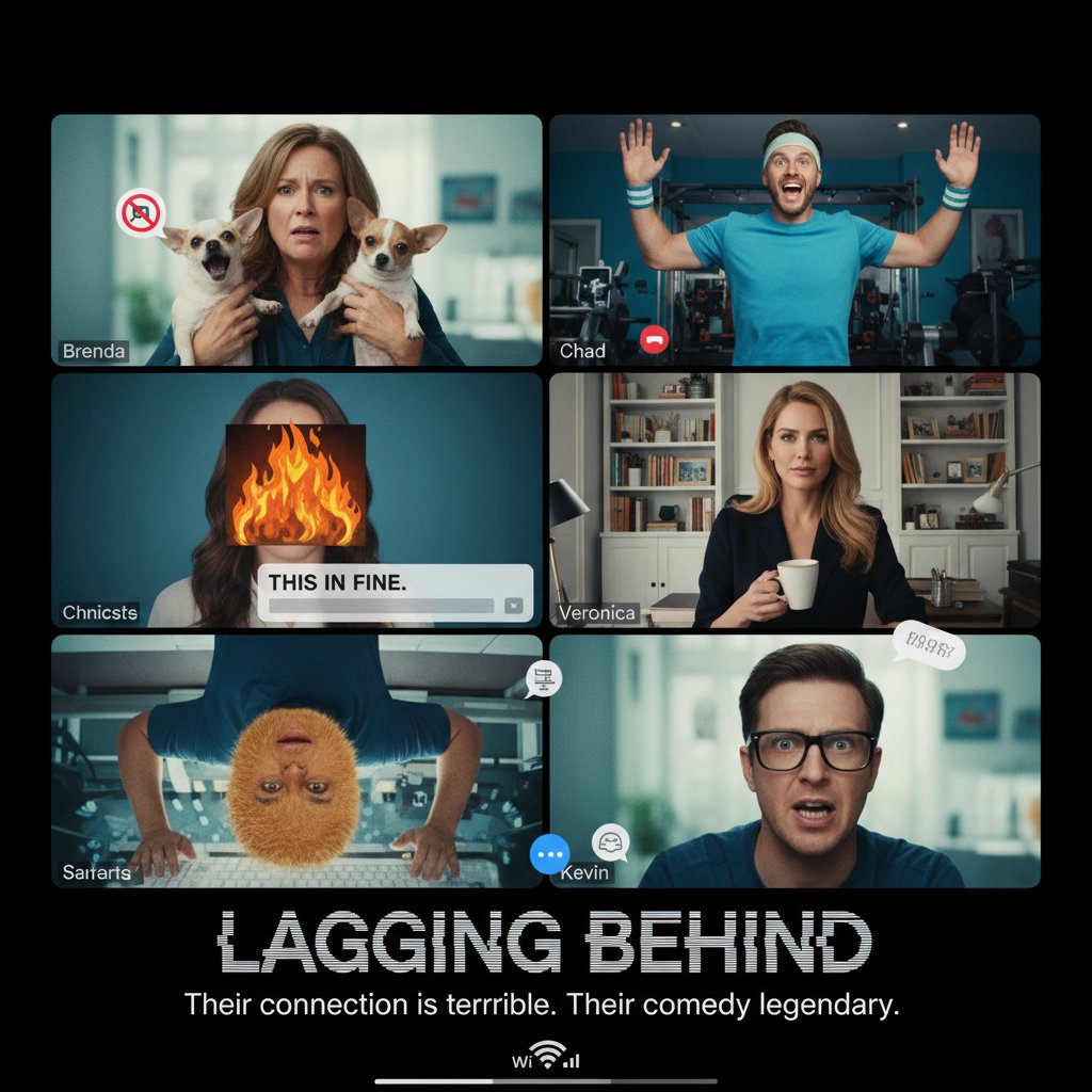 Remote coworkers on chaotic video call, everyone with different expressions